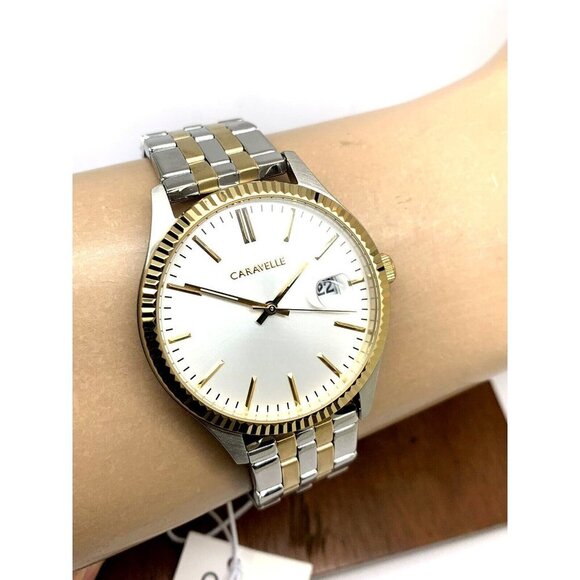 Caravelle By Bulova Men's Watch 45B148 Quartz Silver Dial Two Tone Steel… - Picture 10 of 13